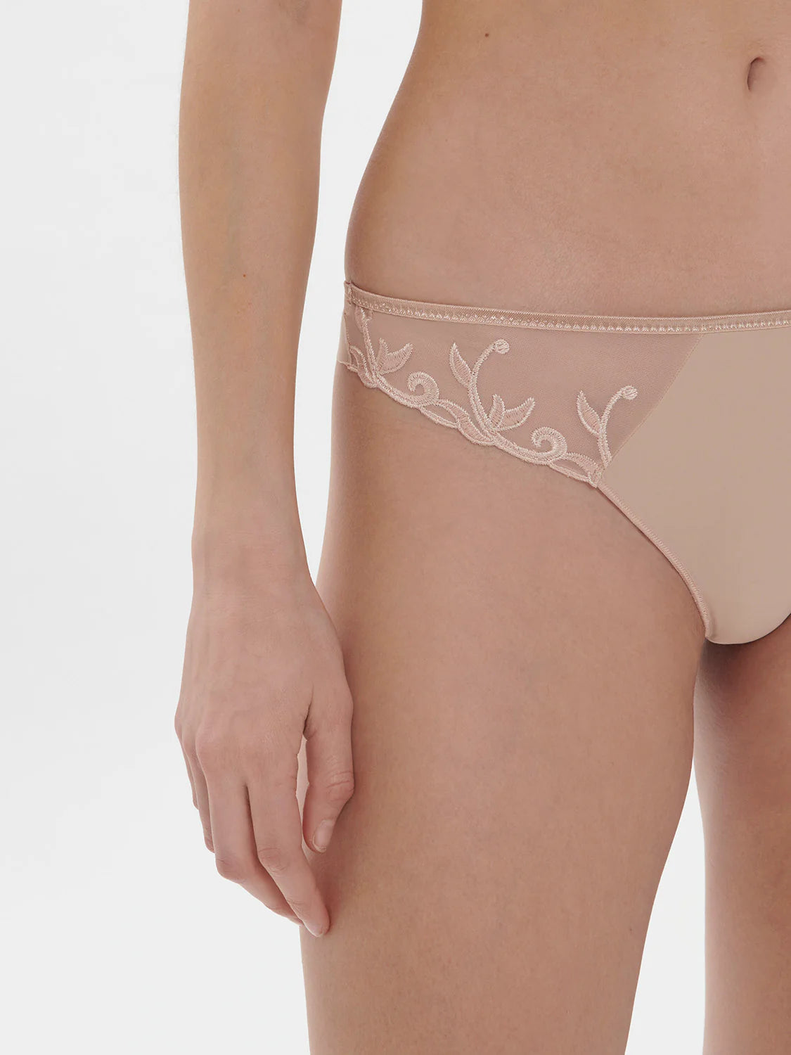 Andora Embroidered Thong front picture with closer look on embroidery