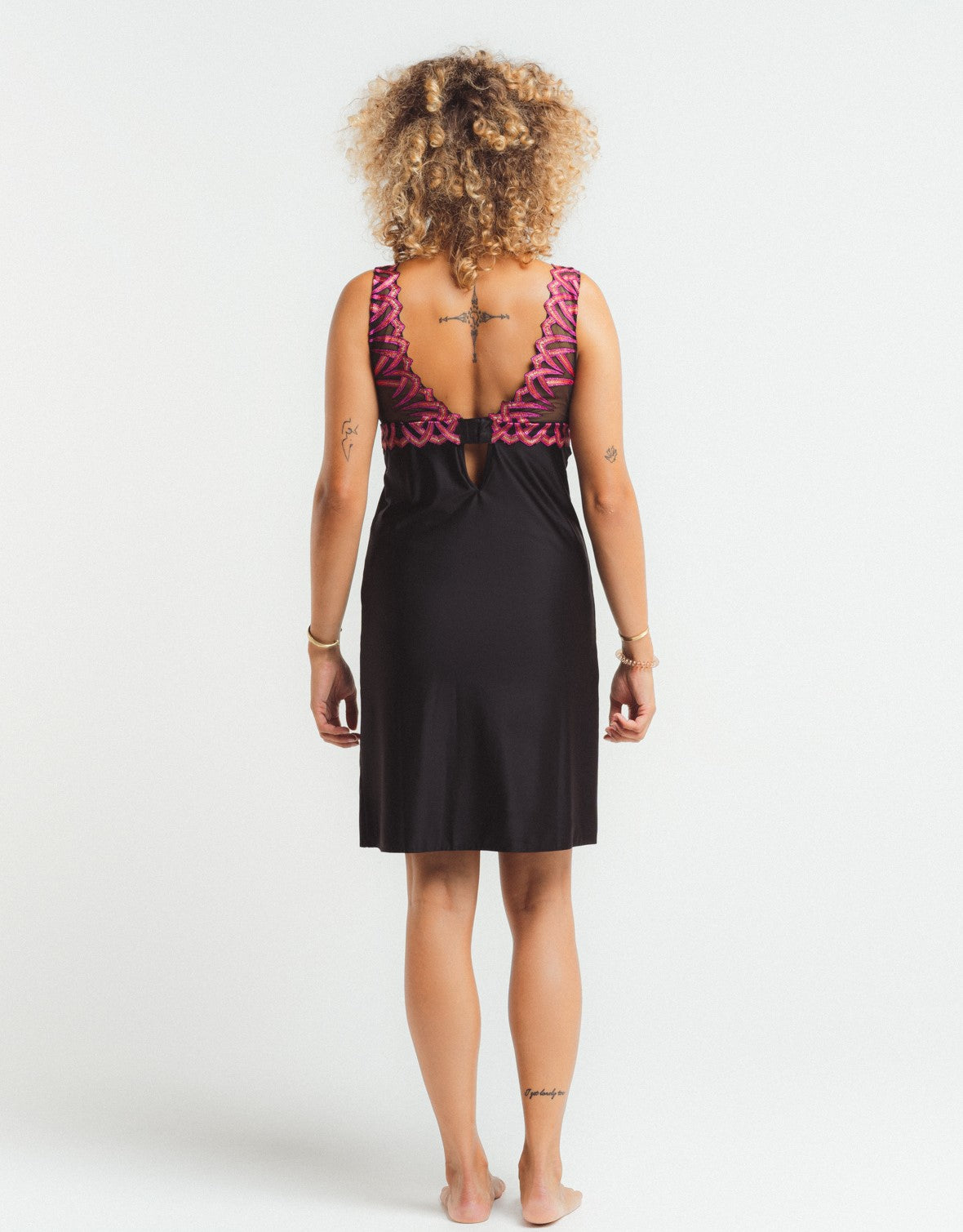 Back of the Virtual Sunset Embroidered Nightie by Louisa Bracq.