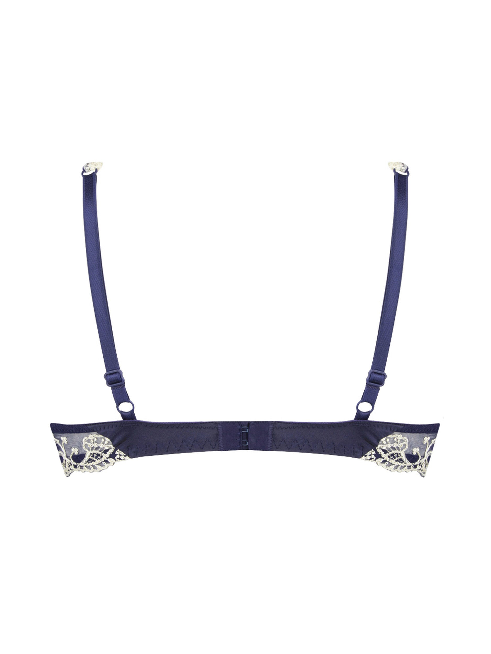 The Splendeur Soie line by Lise Charmel presents a luxurious triangle bra crafted with a satin-silk fabric and intricate Italian-made embroidery.