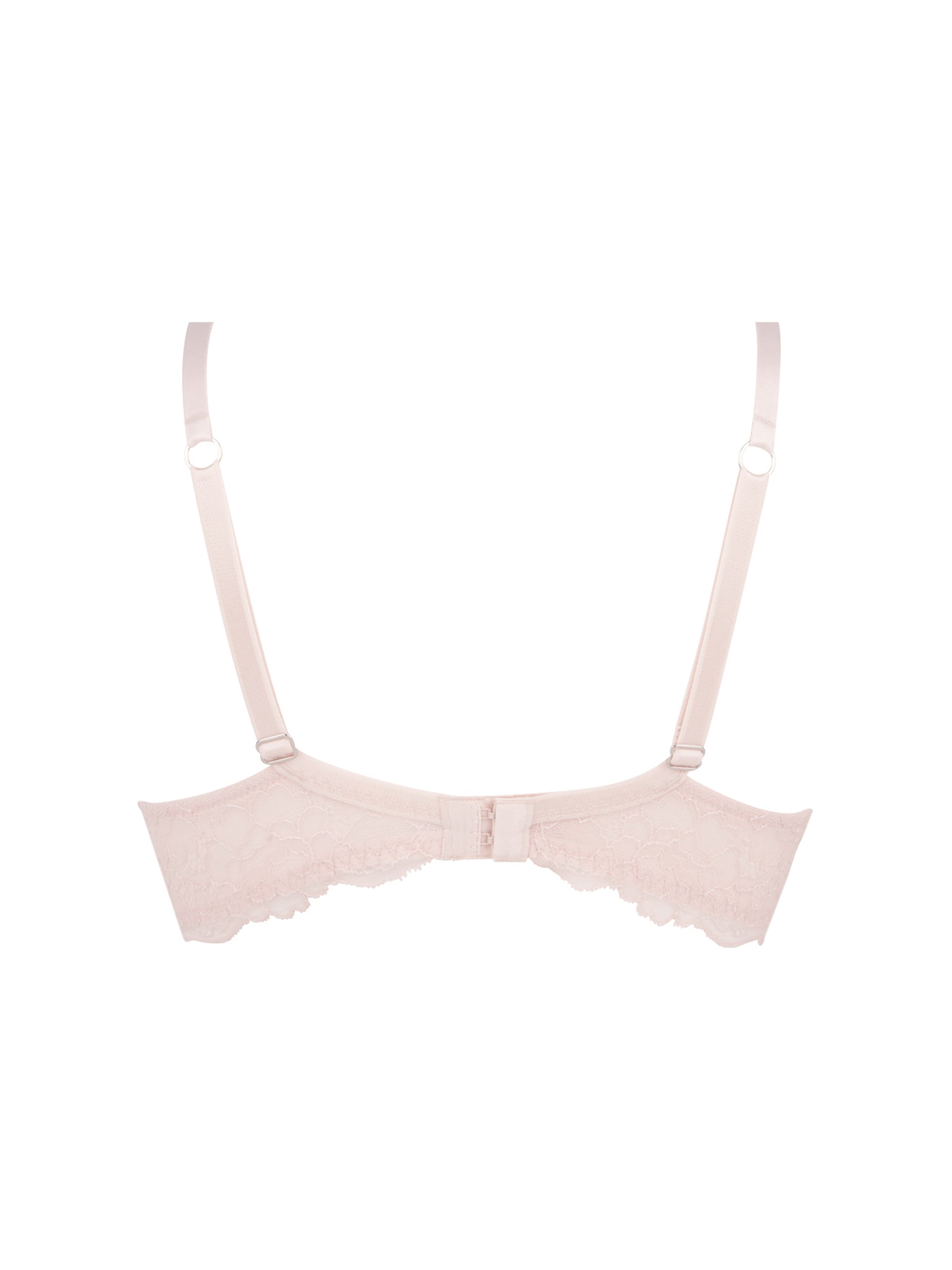 Picture of the back of the Sublime En Dentelle Demi Cup Bra in rose colour.