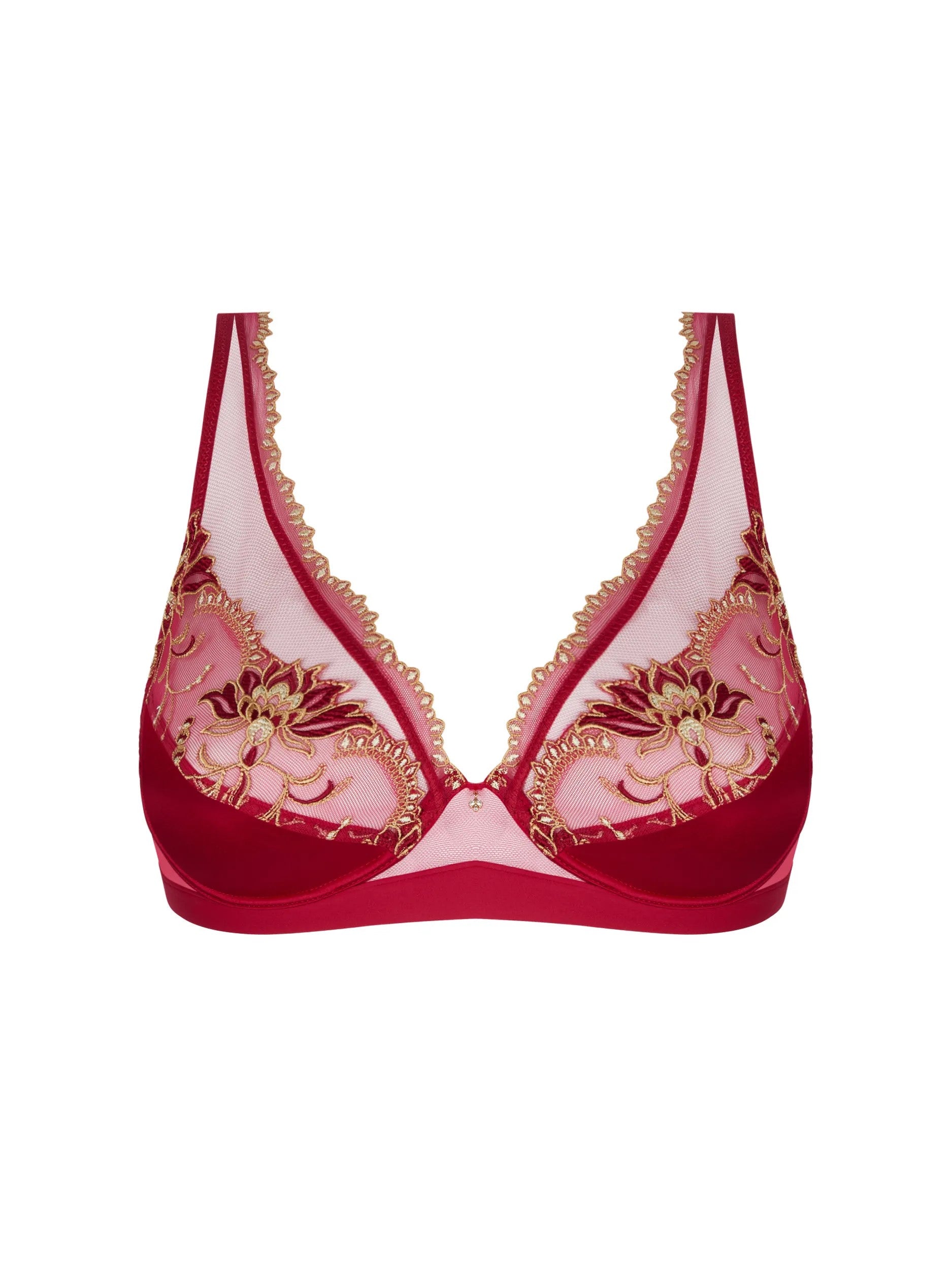 Eblouissante Icone Glam Triangle silk bra by Lise Chrmel.