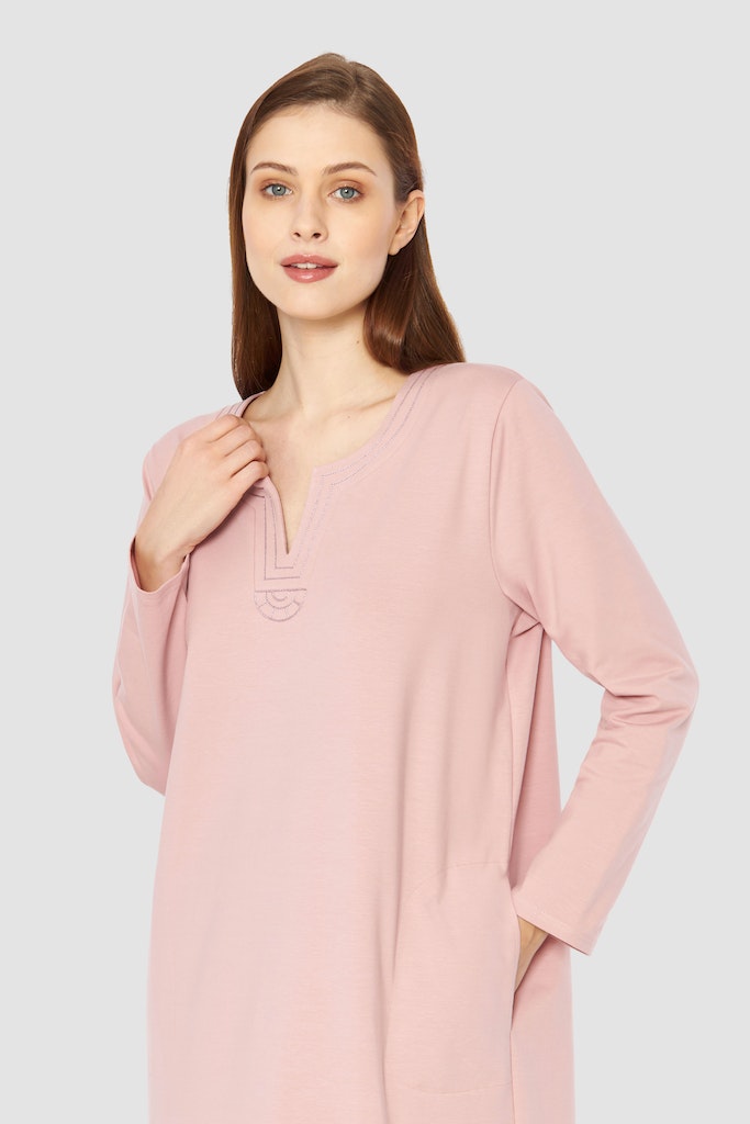Neckline of the Pure Chic Full Length Nightgown by Feraud.