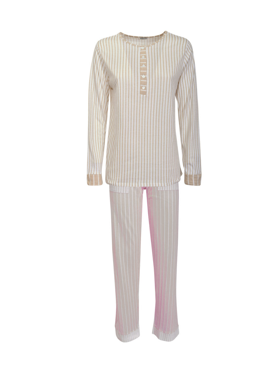 Long Sleeve Cotton Striped Pajamas Set
