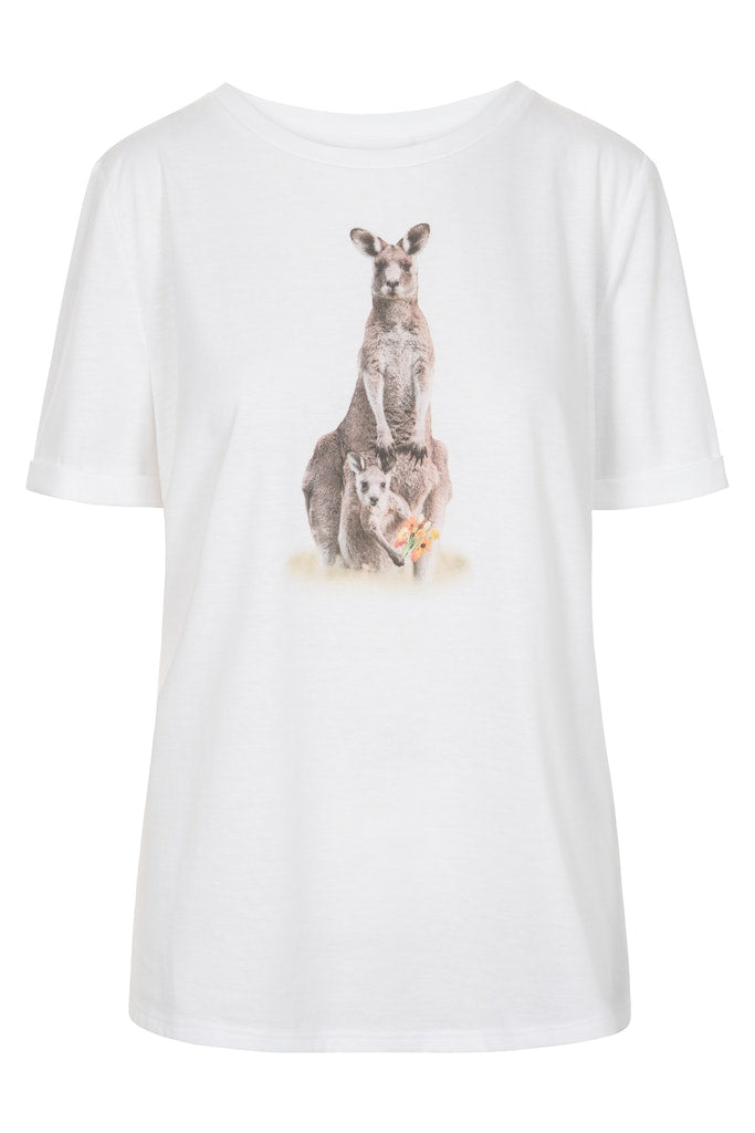 Be Happy Cotton T-Shirt with Animal Motif front picture with animal print