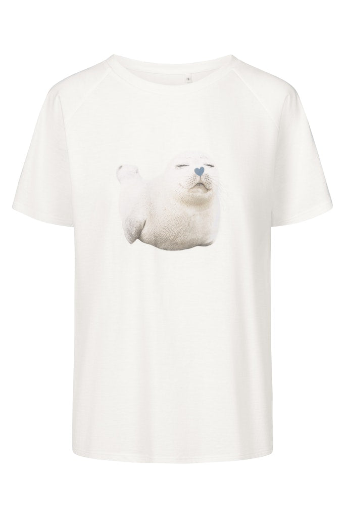 Be Happy Jersey Cotton Classic T-Shirt with seal print front picture