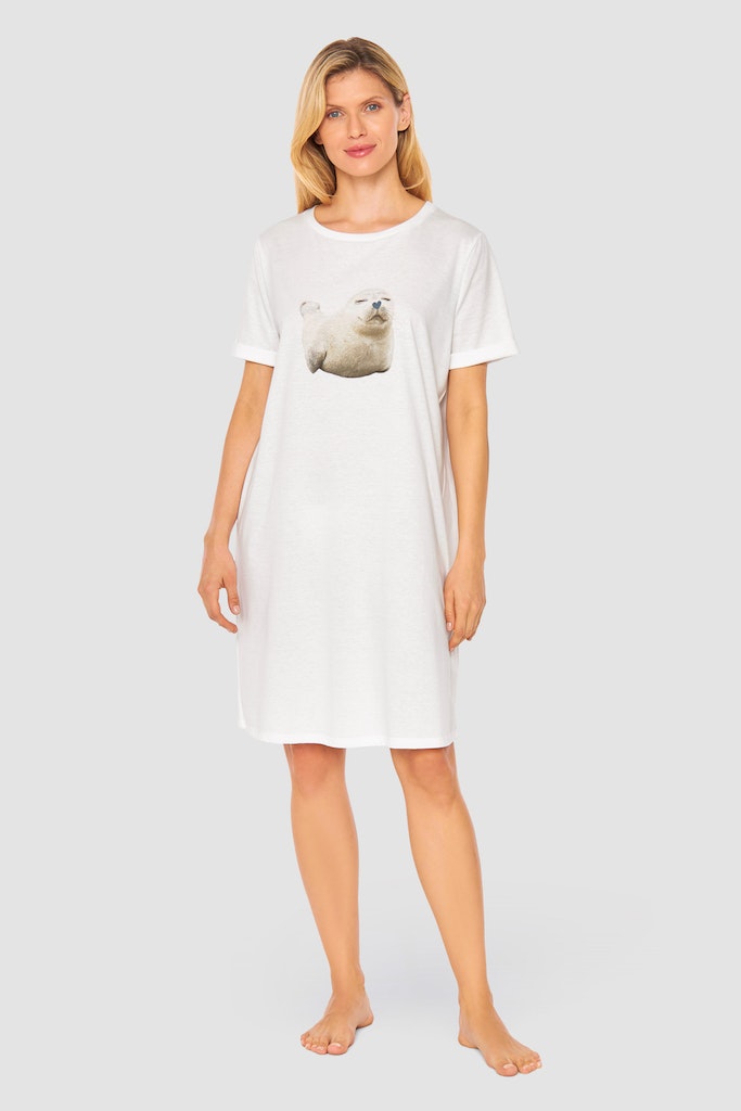 Model is wearing Be Happy Jersey Cotton Night Dress front picture full