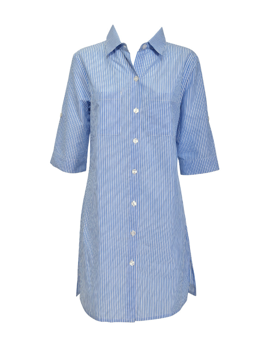 Striped Woven Cotton Nightshirt