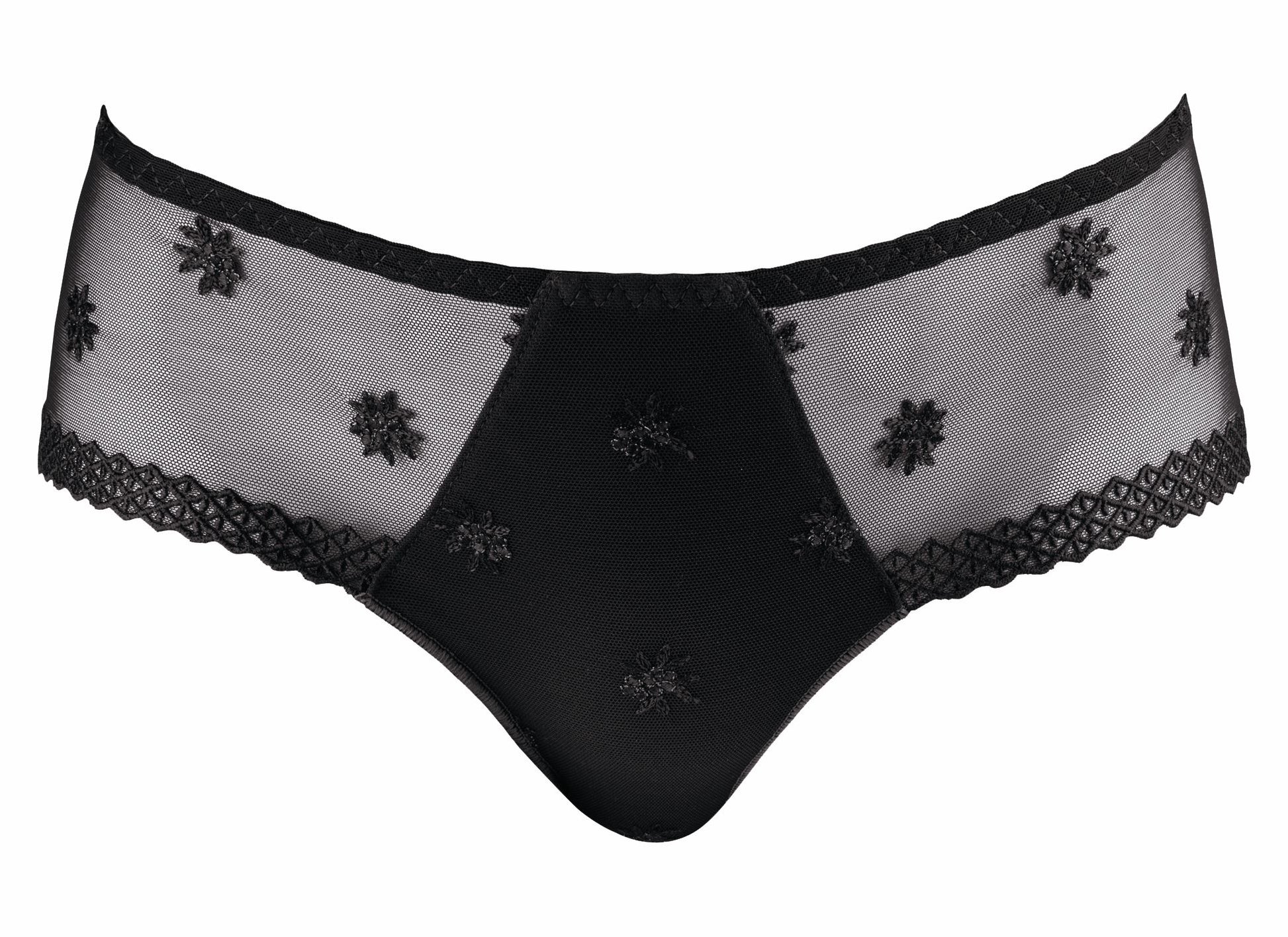 The Louisa Bracq shorty from the Chantilly line has a polished, sophisticated look featuring geometric leg-lines which showcase the surrounding iridescent medallions.