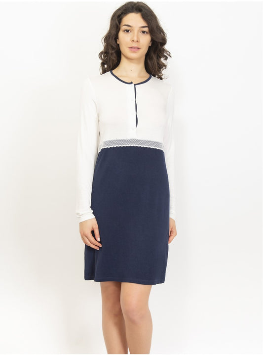 Long Sleeve Two-Colour Nightgown by SIeLEI from Italy