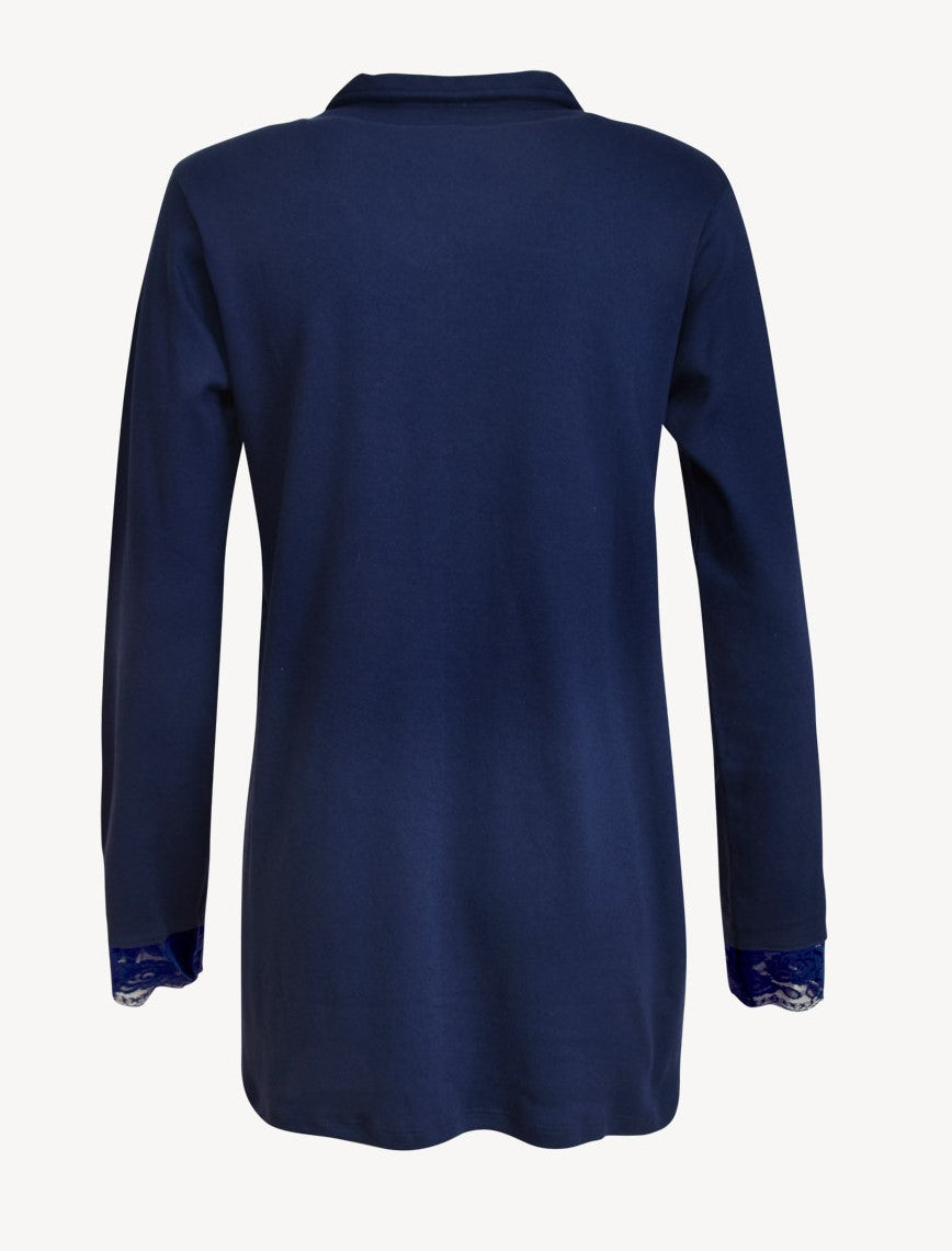 Navy blue two-piece cotton pajamas set by SIeLEI from Italy at DiModa Lingerie Toronto