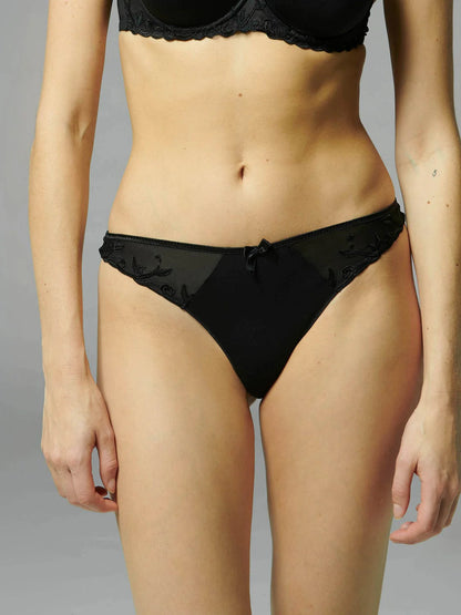 Andora Embroidered Thong front picture in black colour