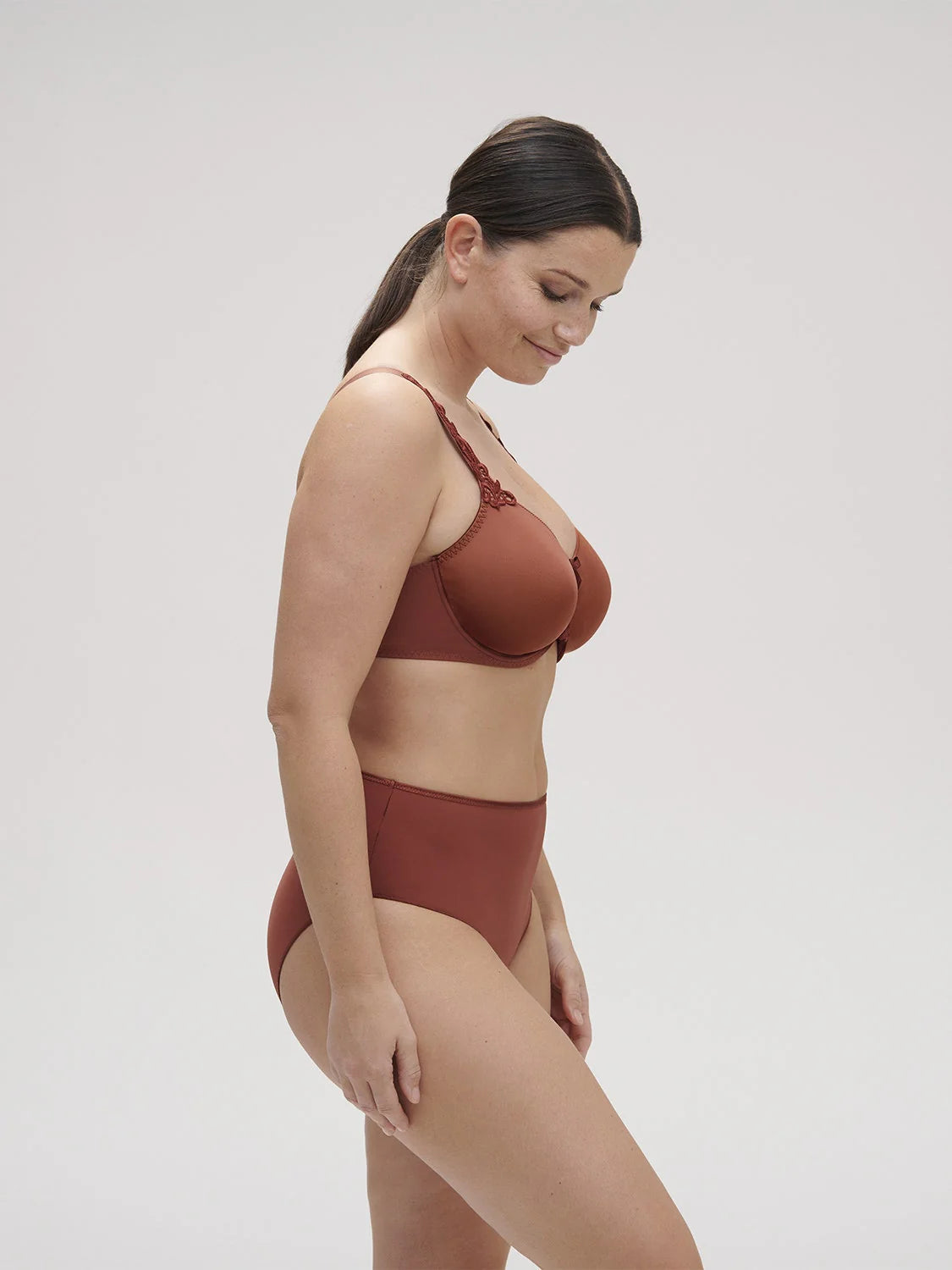 Model is wearing Andora Embroidered Retro Brief front picture with matching bra (sold separately)