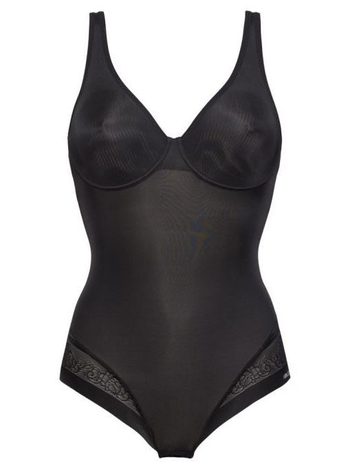 This bodysuit from SIéLEI Italy's Flower line is crafted from a lightweight poly material with contemporary lace inserts on the leg-lines for stylish support and comfort.