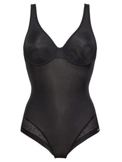 This bodysuit from SIéLEI Italy's Flower line is crafted from a lightweight poly material with contemporary lace inserts on the leg-lines for stylish support and comfort.