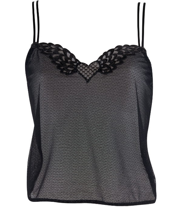 The Louisa Bracq camisole from the Claddagh line implements the classic aesthetic of the Claddagh ring, featuring a winged heart at the neckline.