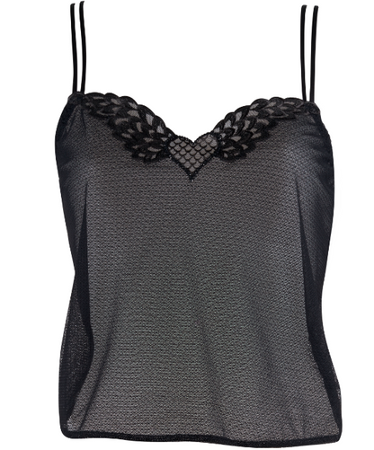 The Louisa Bracq camisole from the Claddagh line implements the classic aesthetic of the Claddagh ring, featuring a winged heart at the neckline.