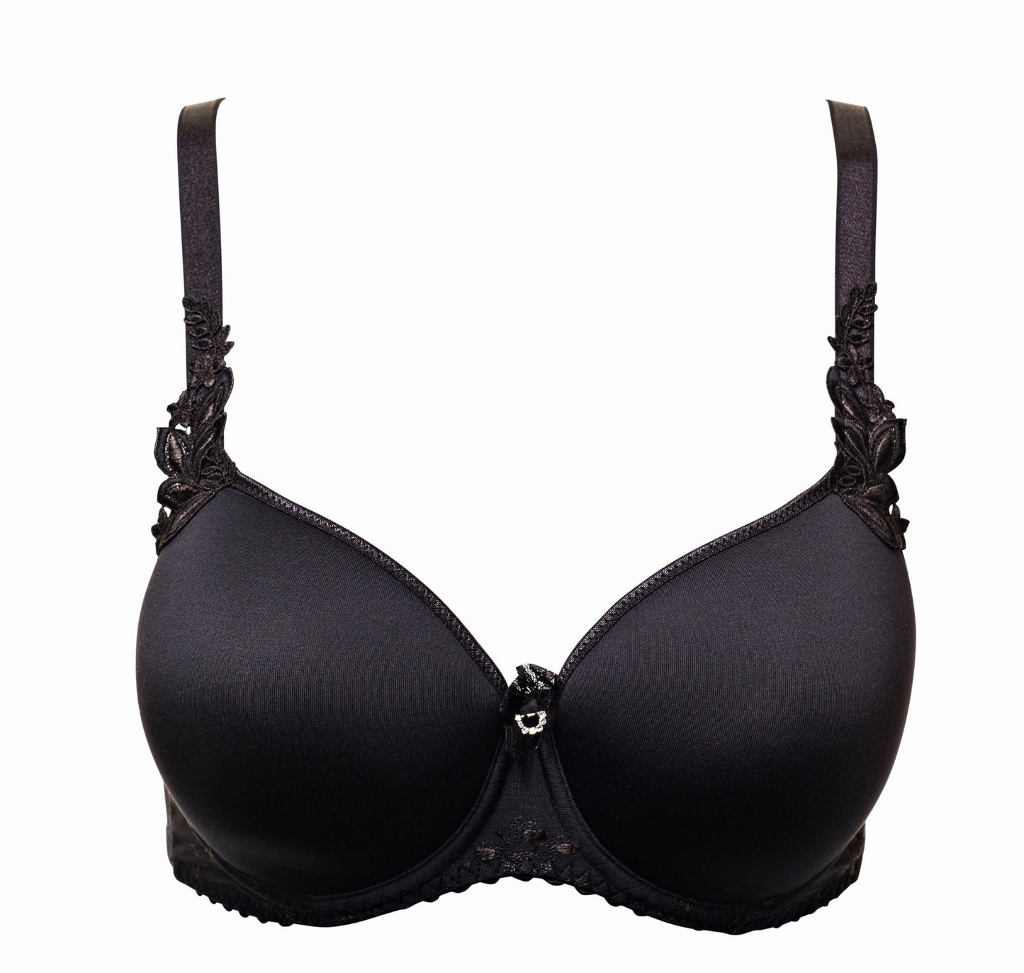 The Louisa Bracq spacer bra from the Lys Royal line offers luxurious floral embroidery and contains cups with no embroidery, enhancing its invisibility under clothing.