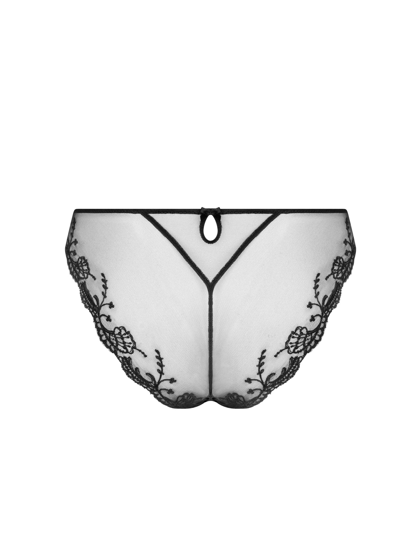 Black lace lingerie on a white background