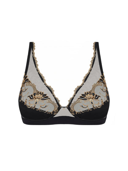 Eblouissante Icone Glam Triangle silk bra by Lise Chrmel.