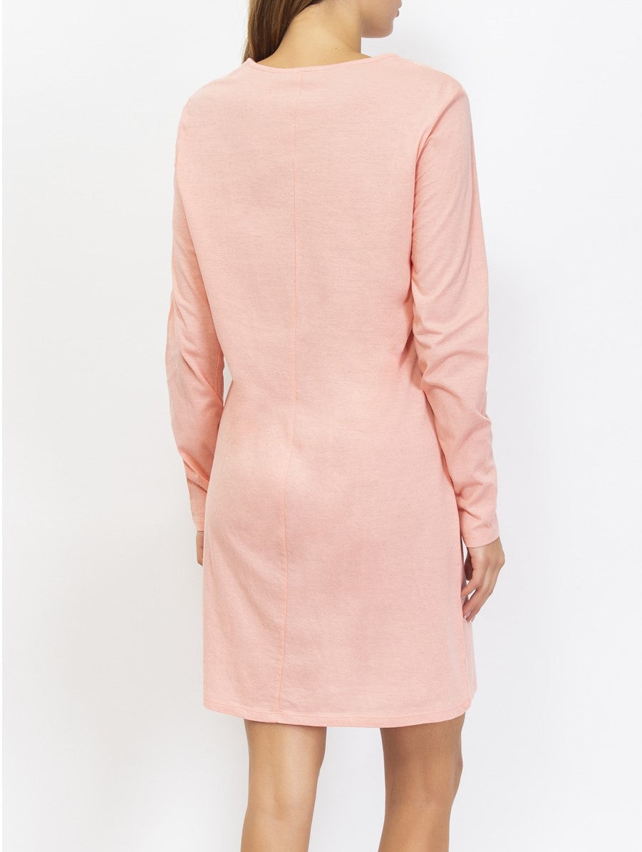 Verdissima's long-sleeved nightgown features a macro-flower motif lace insert for a modern, yet refined design. 