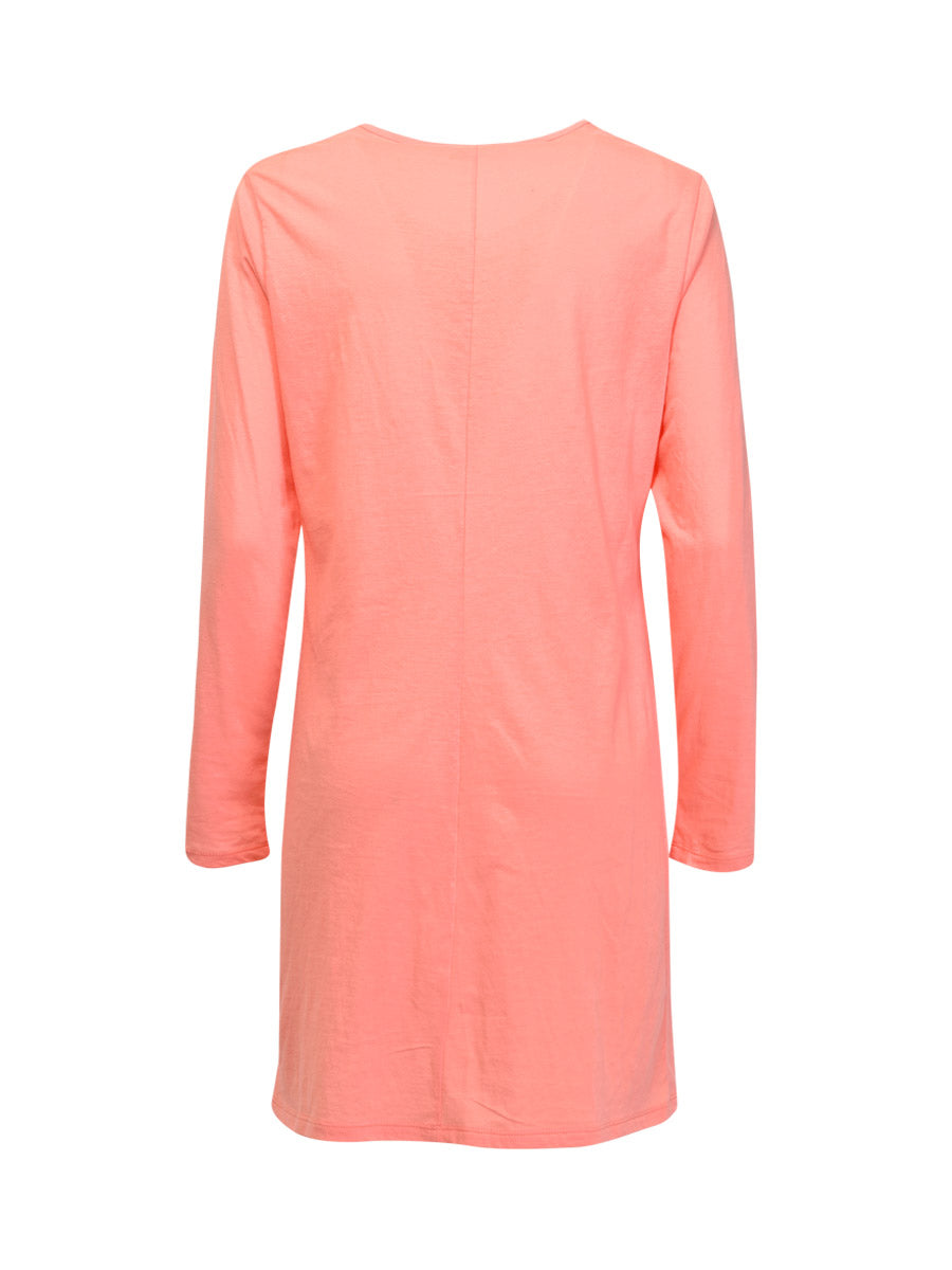 Verdissima's long-sleeved nightgown features a macro-flower motif lace insert for a modern, yet refined design. 