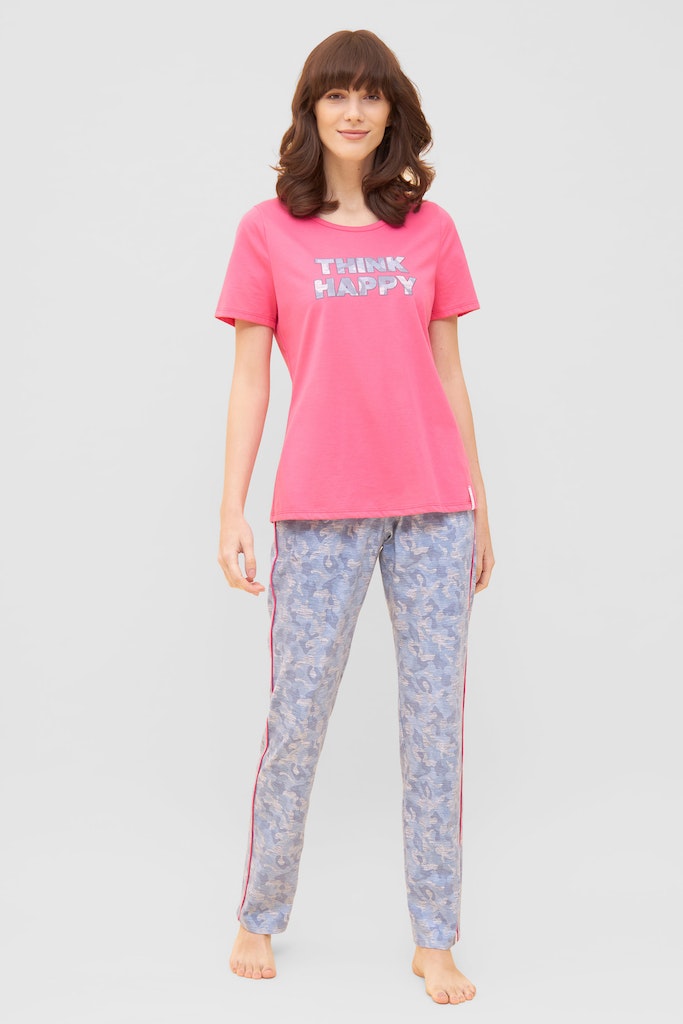 Front of the Be Happy Camouflage Cotton Pants with matching t-shirt