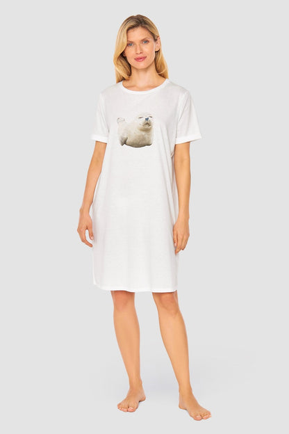 Model is wearing Be Happy Jersey Cotton Night Dress front picture