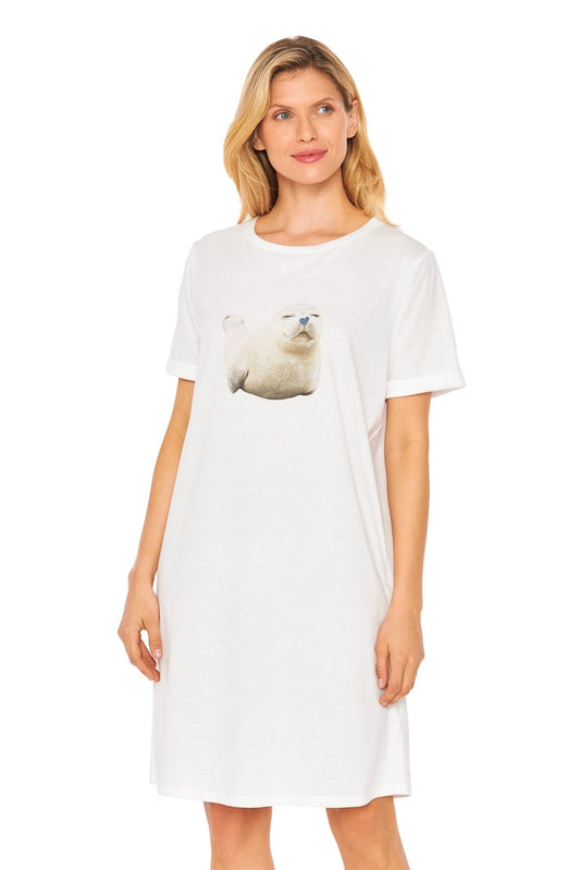 Model is wearing Be Happy Jersey Cotton Night Dress front picture