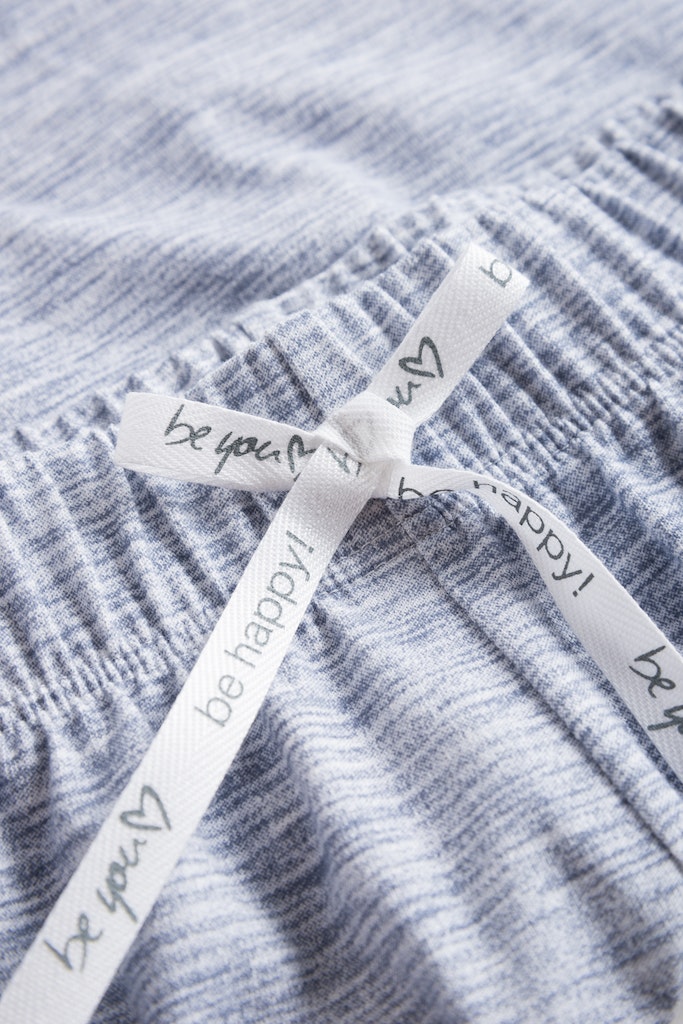 Be Happy Blue Melange Look Cotton Short front picture  waist band with decorative bow