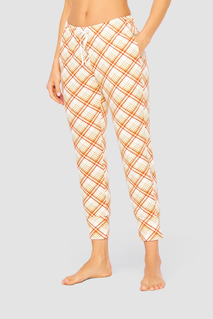 Front of the Be Happy Cotton Check Capri Pants