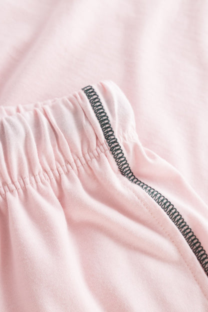 Be Happy Cotton Bermuda Shorts front picture detail on decorative seam on side
