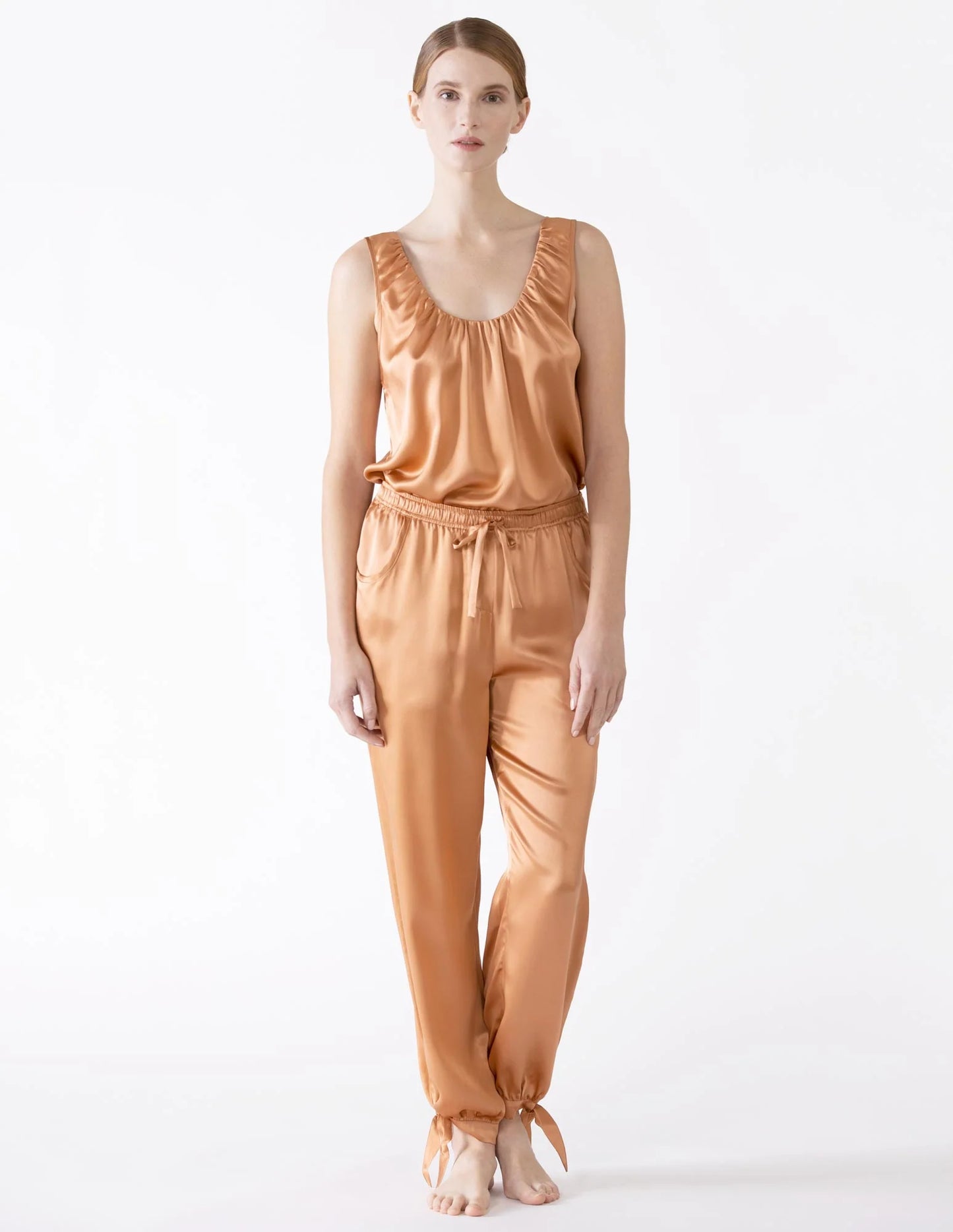 NK IMODE Sierra Ruched Neckline Silk Tank