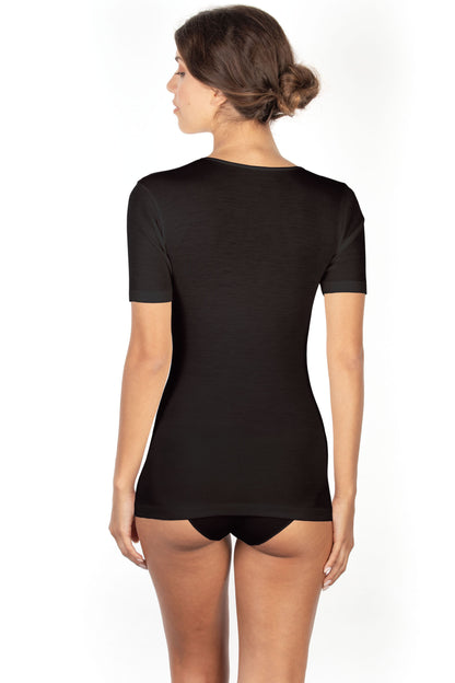 Wool & Silk Short Sleeve Top by EGi from Italy