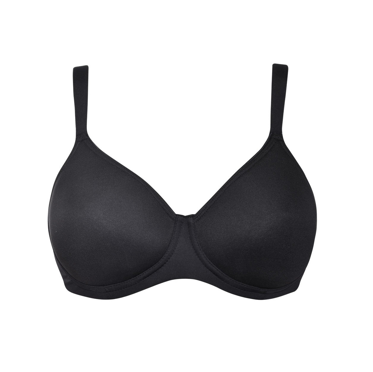 Black wireless spacer cup bra from the Plus line by SIéLEI from Italy.