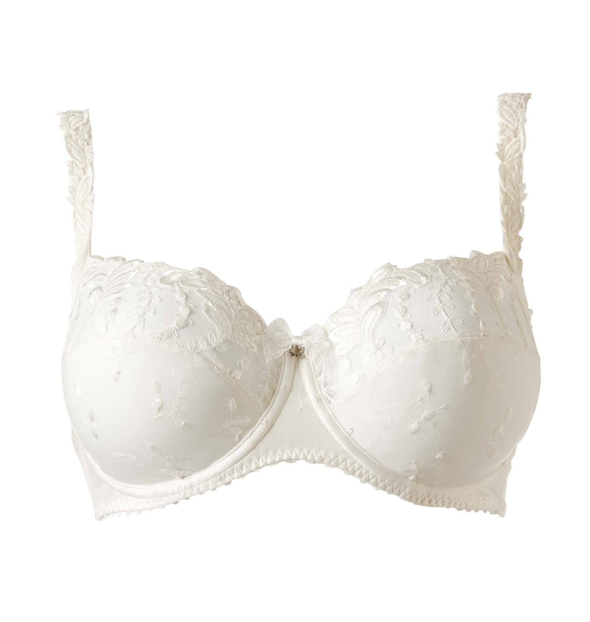 The full cup bra from the Lys Royal line of Louisa Bracq offers a detailed and luxuriant flower embroidery.