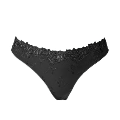The Louisa Bracq thong from the Lys Royal line is adorned with garlands of small tone-on-tone leaves at the front, and is elevated with a generous floral pattern for a touch of added allure.