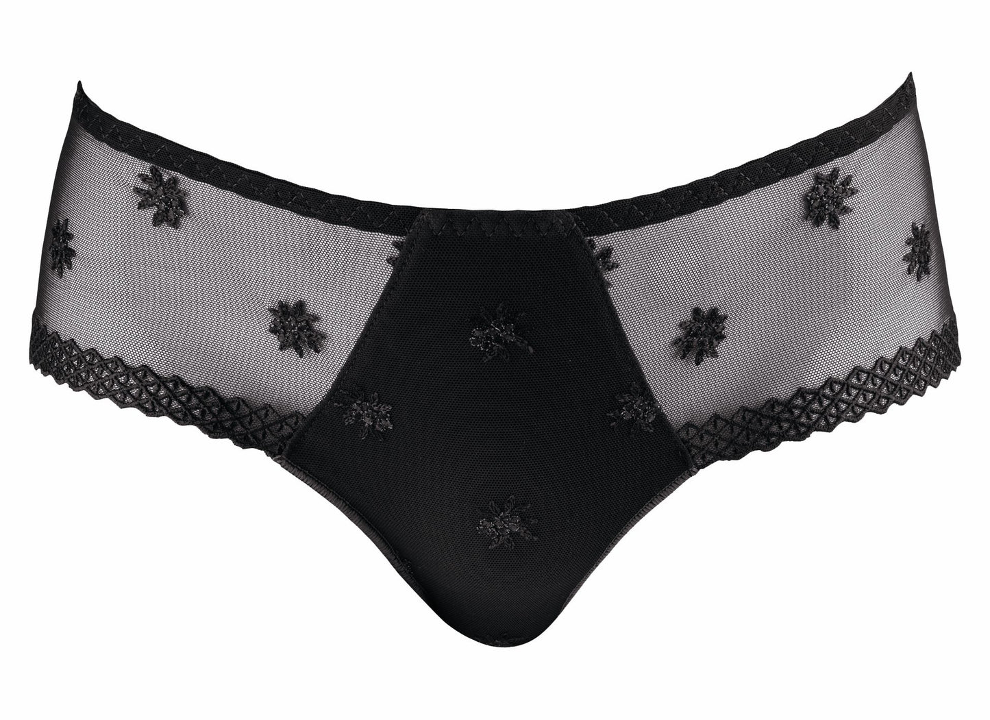 The Louisa Bracq shorty from the Chantilly line has a polished, sophisticated look featuring geometric leg-lines which showcase the surrounding iridescent medallions.