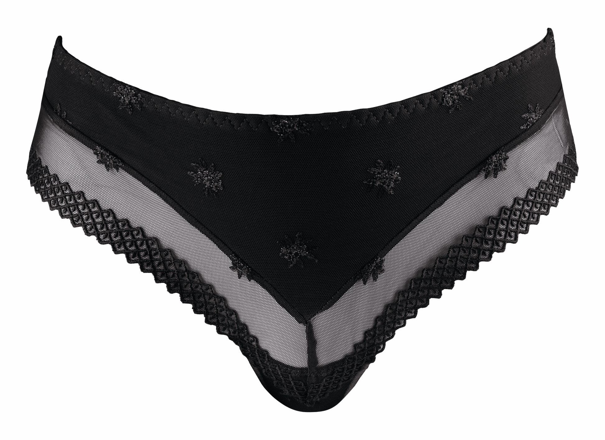 The Brazilian Shorty from the Chantilly line by Louisa Bracq offers a sleek, refined look through its geometric leg-lines and accompanying stunningly iridescent medallions.