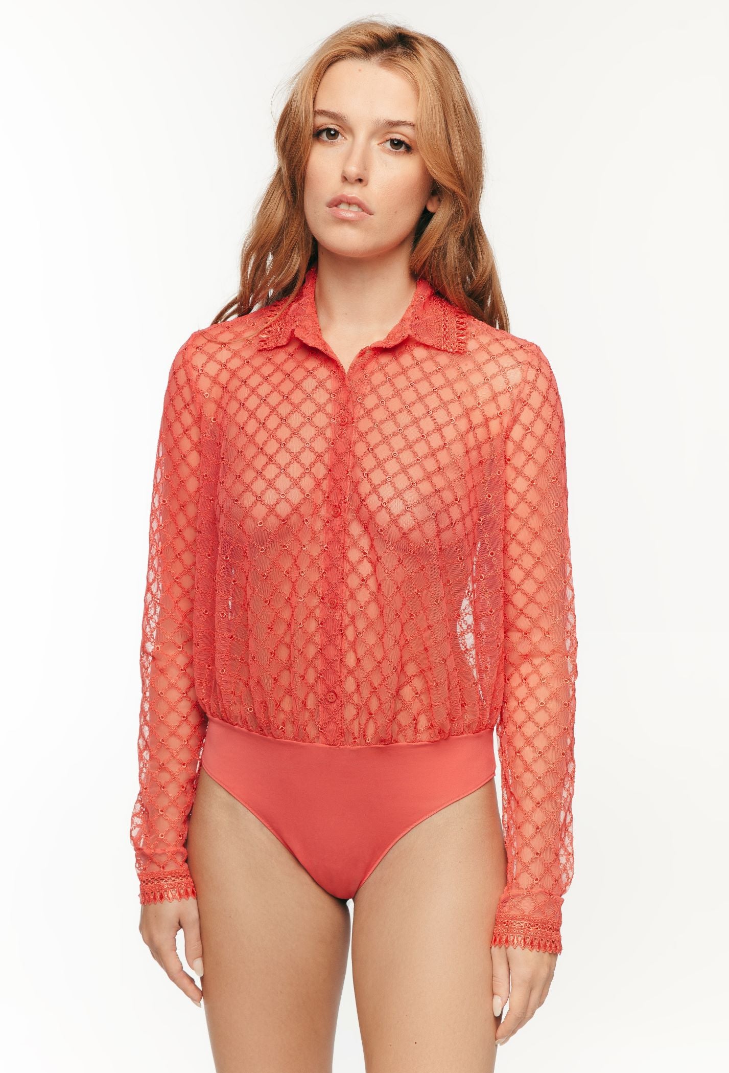 Ultraluxe embroidery shirt-bodysuit from the Paco line by Louisa Bracq from France at DiModa Lingerie Toronto. 