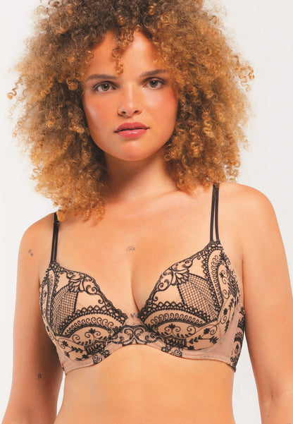 Sophisticated and luxuriously embroidered push-up bra from the Kant line by Louisa Bracq from France. at DiModa Lingerie Toronto.