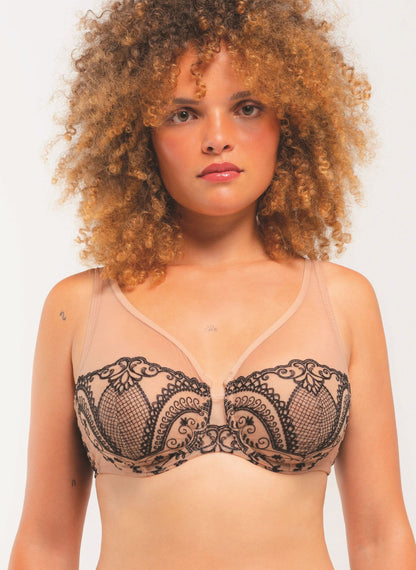 Luxuriously embroidered foulard bra by Louisa Bracq, Paris at DiModa Lingerie Toronto.