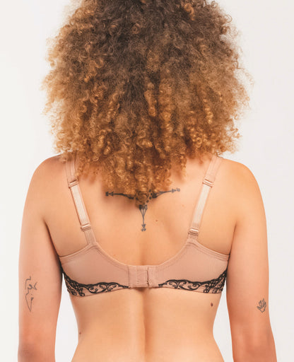 Luxuriously embroidered foulard bra by Louisa Bracq, Paris at DiModa Lingerie Toronto.