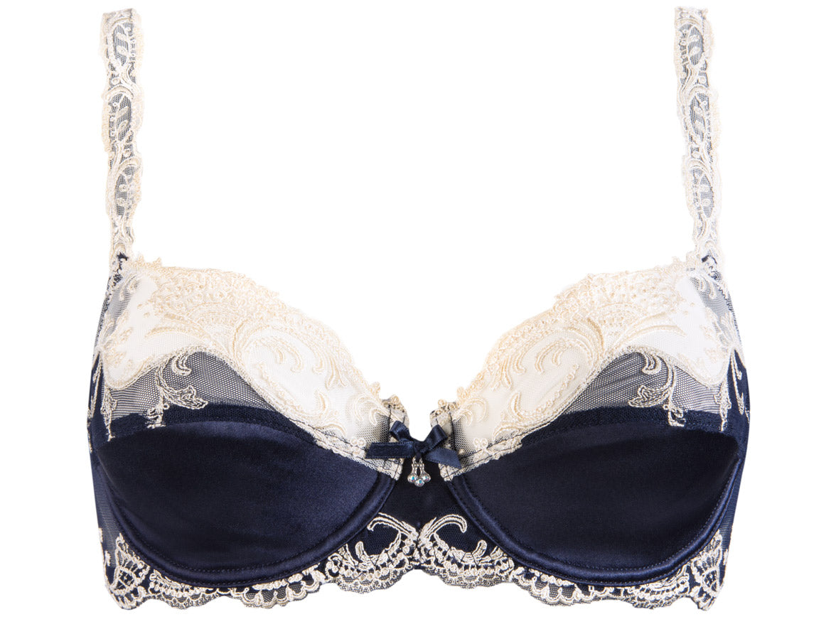 Navy Blue Silk Full Cup Bra from Splendeur Soie Line by Lise Charmel, France