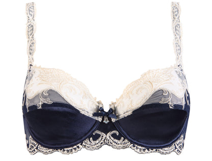 Navy Blue Silk Full Cup Bra from Splendeur Soie Line by Lise Charmel, France