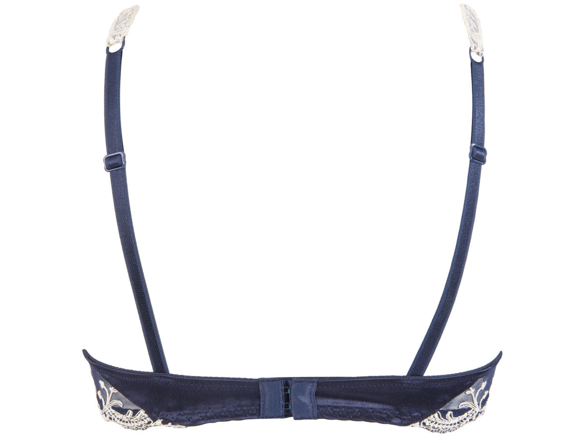 Back of the Navy Blue Silk Full Cup Bra from Splendeur Soie Line by Lise Charmel, France