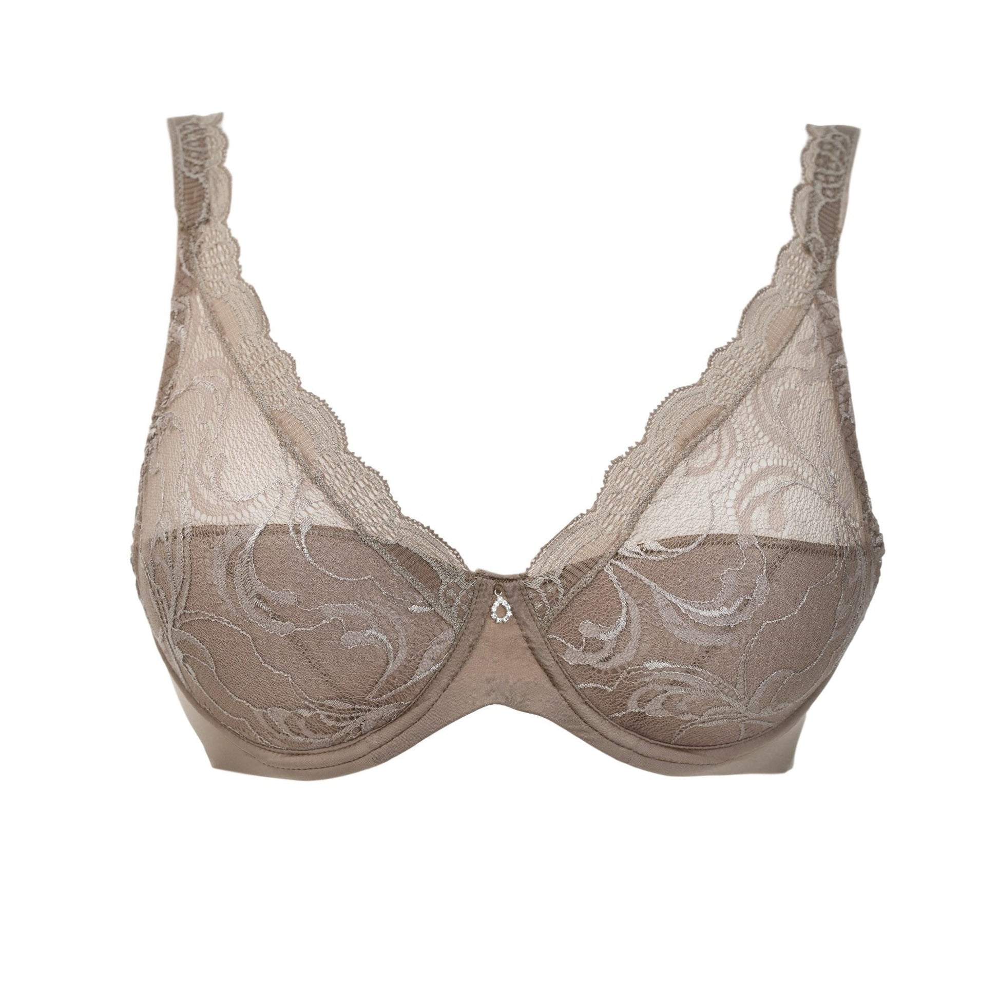 The Savoir Faire line from Leilieve features this lace bra for an ideal fit and comfort from its meticulous construction. The cups have been designed with light padding (about 2mm) attached only to the underwire and overlaid with Italian flat lace, detaching the cups for unrestricted movement while minimizing the fabric's transparency.