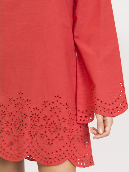 Closer Look of the Woven Cotton Short Kaftan by Verdissima from Italy