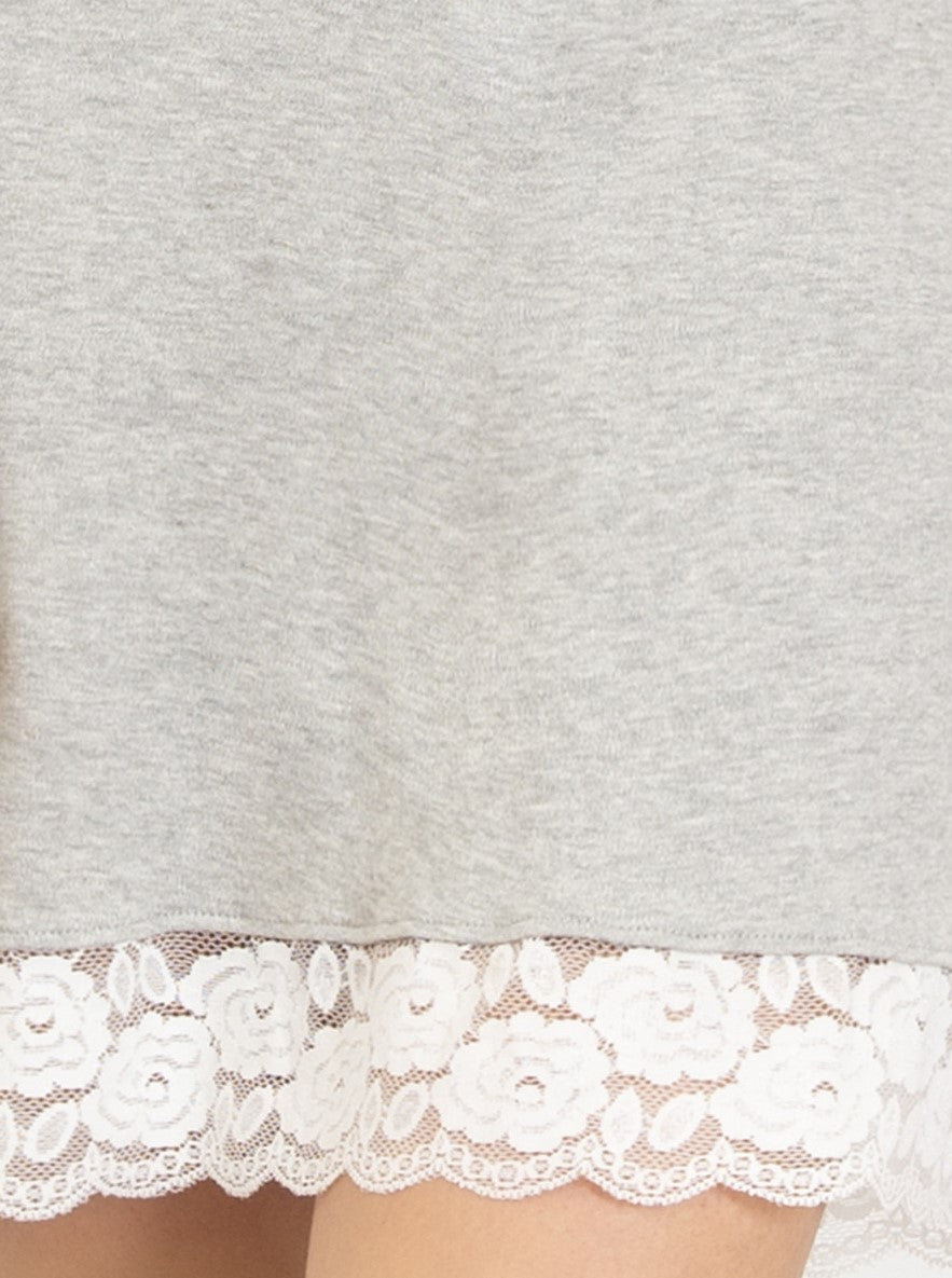 Grey Bottom Lace Cotton Nightgown by SIeLEI Italy