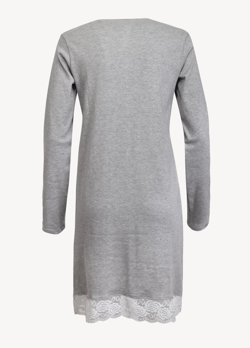 Grey Bottom Lace Cotton Nightgown by SIeLEI Italy