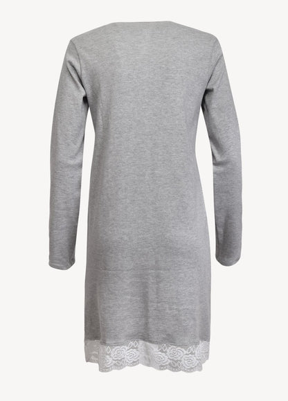 Grey Bottom Lace Cotton Nightgown by SIeLEI Italy